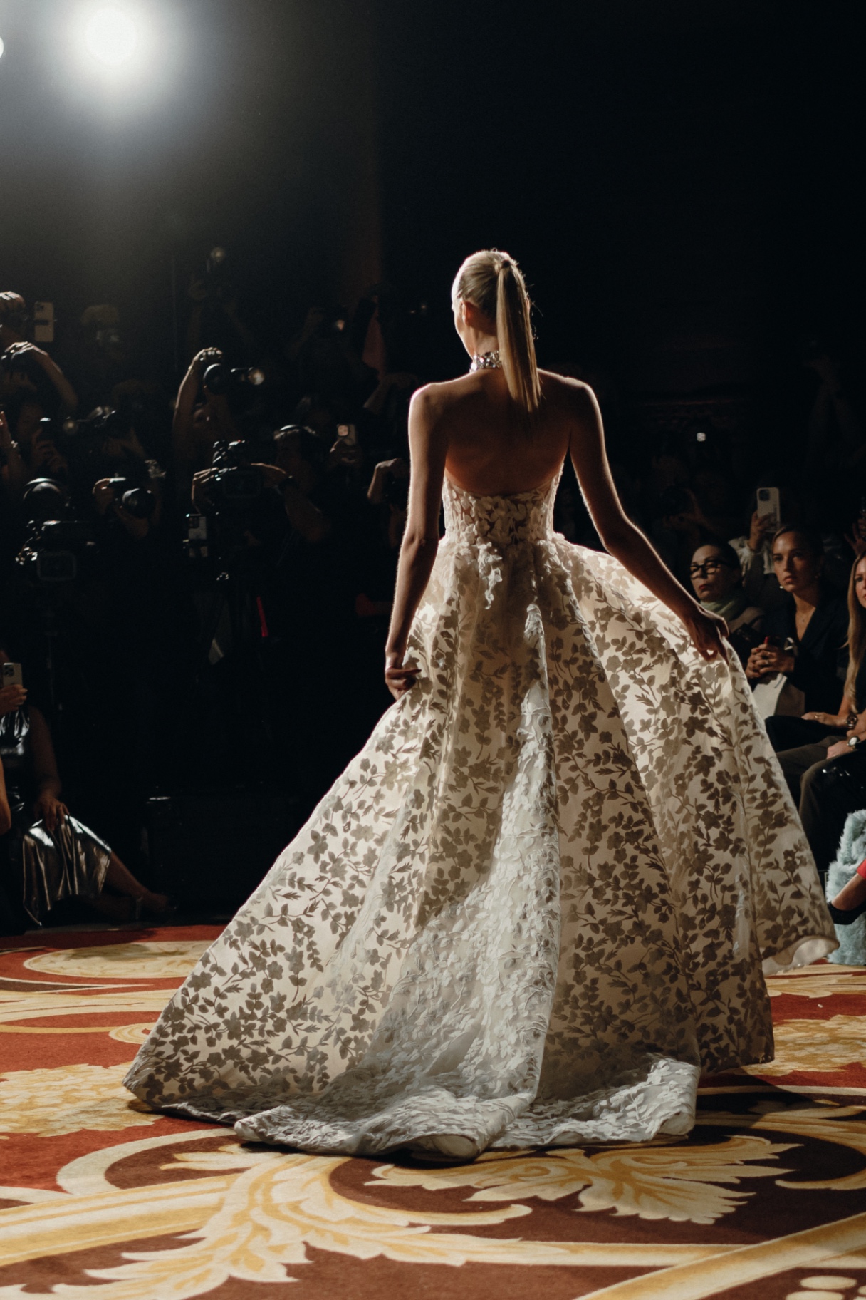 Floral gown on runway